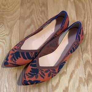 Rothy's Vibrant Orange and Navy Flats